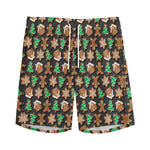 Cute Gingerbread Pattern Print Men's Sports Shorts