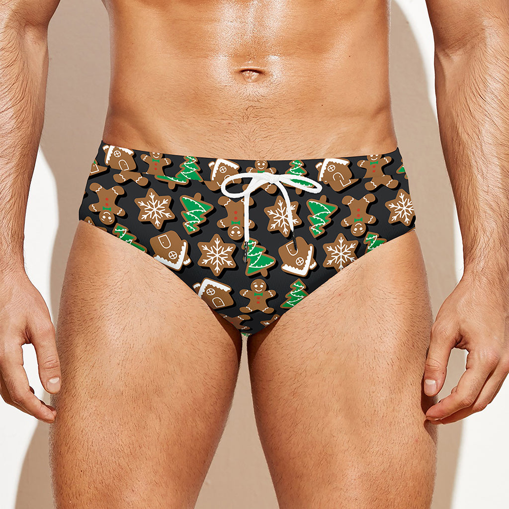 Cute Gingerbread Pattern Print Men's Swim Briefs