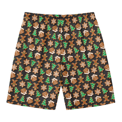 Cute Gingerbread Pattern Print Men's Swim Trunks