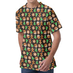 Cute Gingerbread Pattern Print Men's Velvet T-Shirt