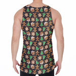 Cute Gingerbread Pattern Print Men's Velvet Tank Top