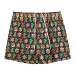 Cute Gingerbread Pattern Print Mesh Shorts