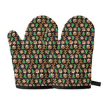 Cute Gingerbread Pattern Print Oven Mitts