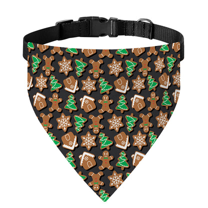 Cute Gingerbread Pattern Print Over The Collar Dog Bandana