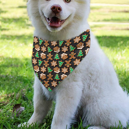 Cute Gingerbread Pattern Print Over The Collar Dog Bandana
