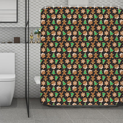 Cute Gingerbread Pattern Print Polyester Shower Curtain