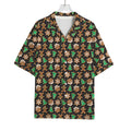 Cute Gingerbread Pattern Print Rayon Hawaiian Shirt