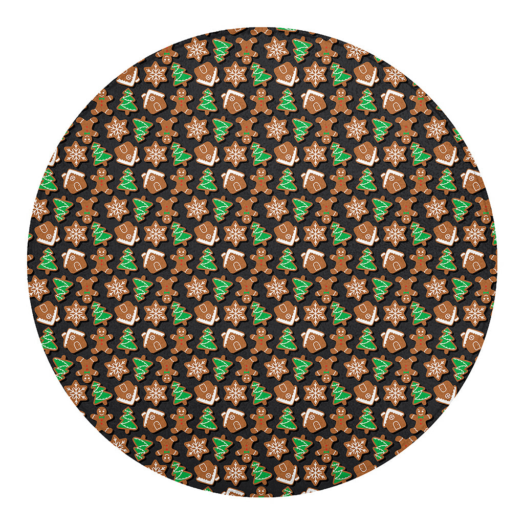 Cute Gingerbread Pattern Print Round Blanket