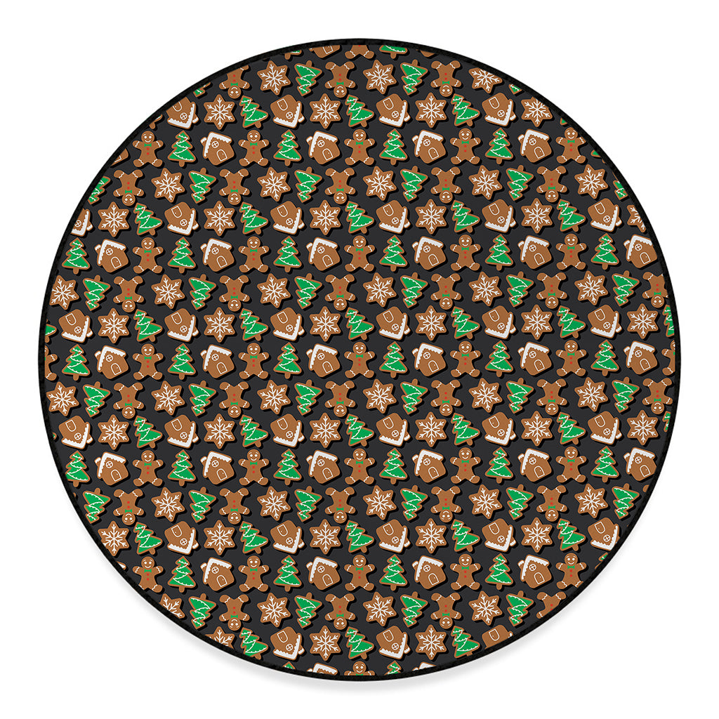 Cute Gingerbread Pattern Print Round Floor Mat