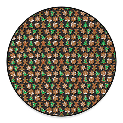 Cute Gingerbread Pattern Print Round Floor Mat