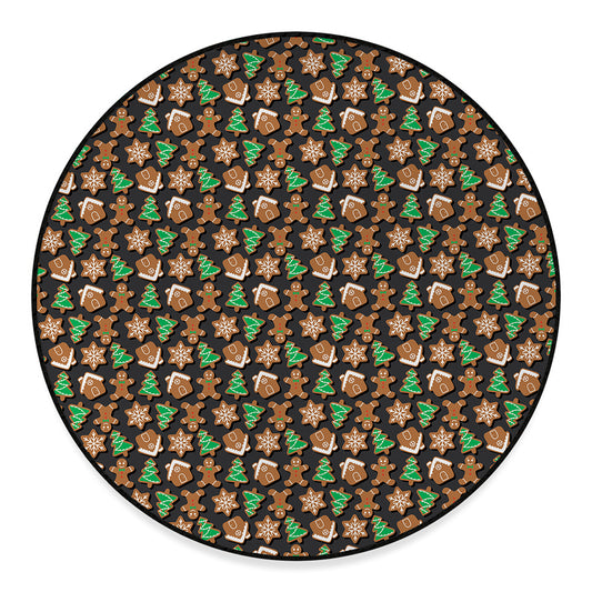 Cute Gingerbread Pattern Print Round Floor Mat