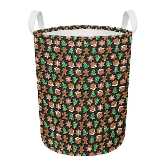 Cute Gingerbread Pattern Print Round Laundry Basket