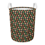 Cute Gingerbread Pattern Print Round Laundry Basket