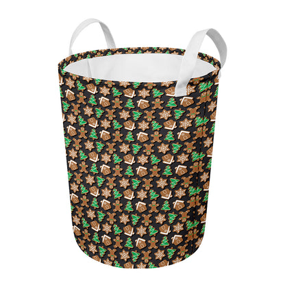 Cute Gingerbread Pattern Print Round Laundry Basket
