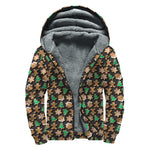 Cute Gingerbread Pattern Print Sherpa Lined Zip Up Hoodie