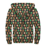 Cute Gingerbread Pattern Print Sherpa Lined Zip Up Hoodie