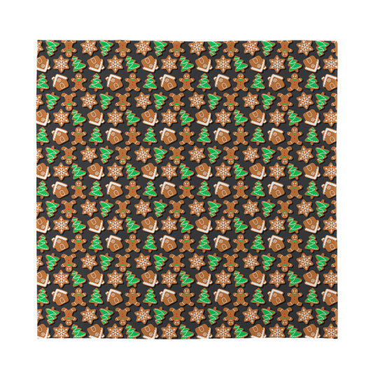 Cute Gingerbread Pattern Print Silk Bandana