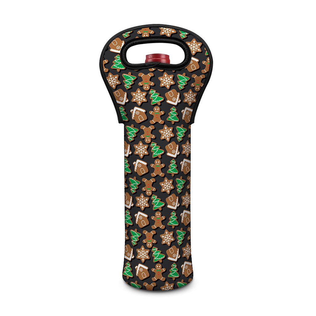 Cute Gingerbread Pattern Print Single Neoprene Wine Tote