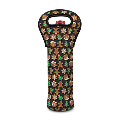 Cute Gingerbread Pattern Print Single Neoprene Wine Tote