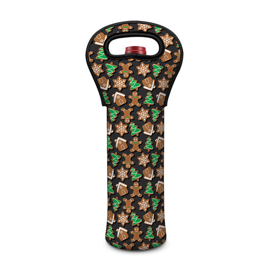 Cute Gingerbread Pattern Print Single Neoprene Wine Tote
