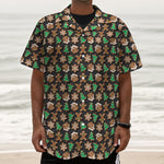 Cute Gingerbread Pattern Print Textured Short Sleeve Shirt