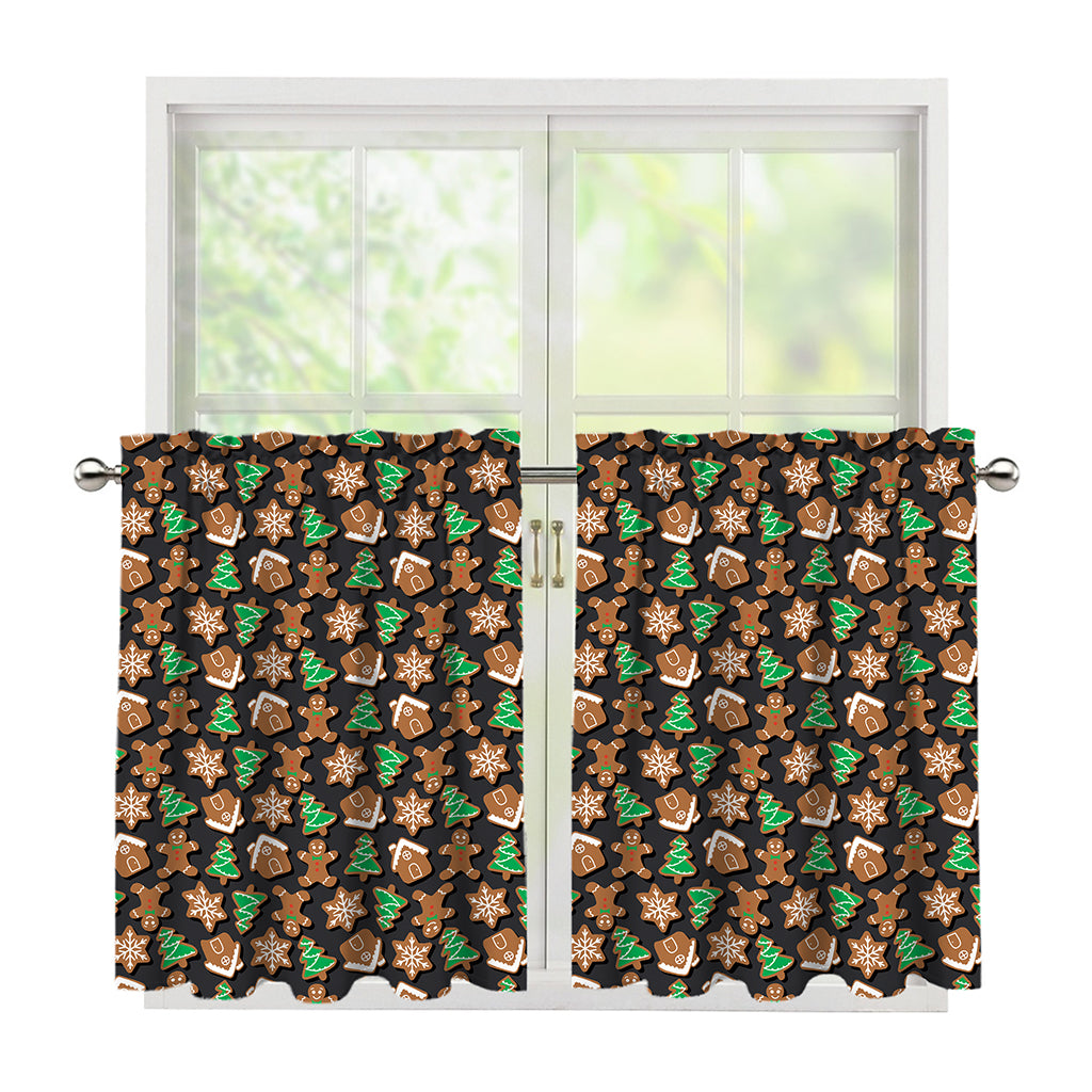Cute Gingerbread Pattern Print Tier Curtains