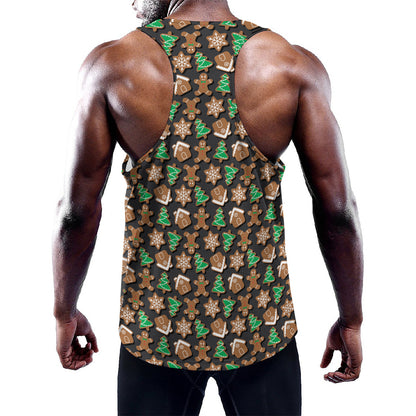 Cute Gingerbread Pattern Print Training Tank Top