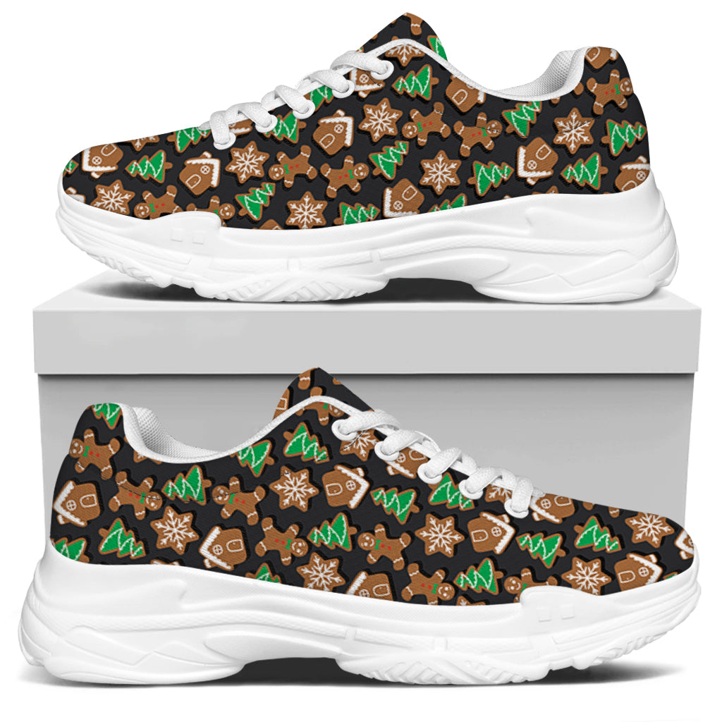 Cute Gingerbread Pattern Print White Chunky Shoes