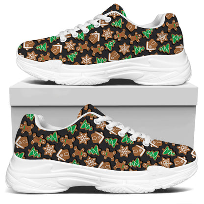 Cute Gingerbread Pattern Print White Chunky Shoes