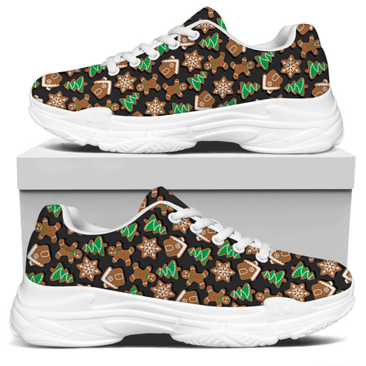 Cute Gingerbread Pattern Print White Chunky Shoes