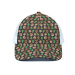 Cute Gingerbread Pattern Print White Mesh Trucker Cap