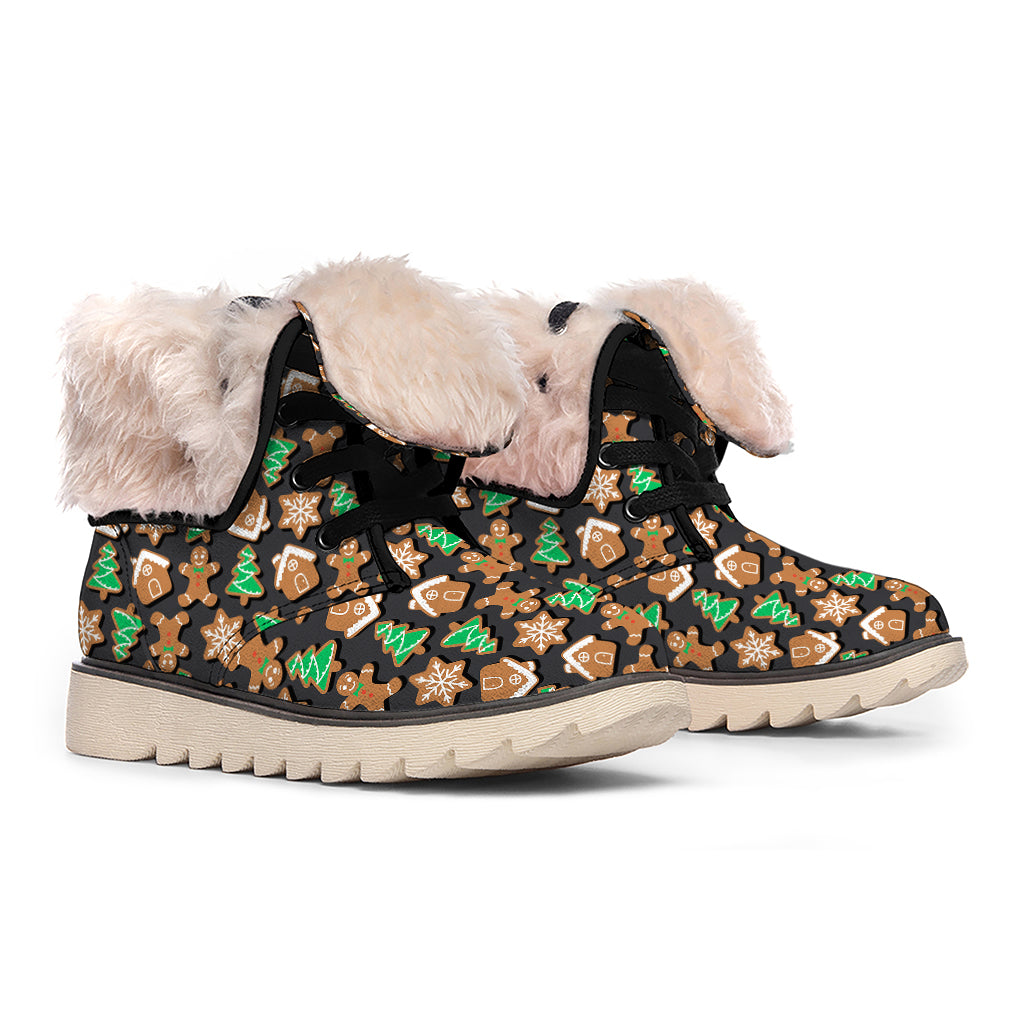 Cute Gingerbread Pattern Print Winter Boots