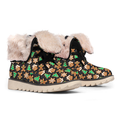 Cute Gingerbread Pattern Print Winter Boots