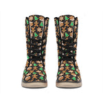 Cute Gingerbread Pattern Print Winter Boots