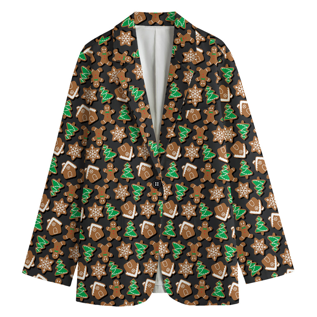 Cute Gingerbread Pattern Print Women's Blazer