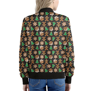 Cute Gingerbread Pattern Print Women's Bomber Jacket