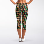 Cute Gingerbread Pattern Print Women's Capri Leggings