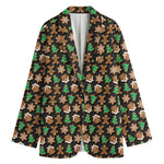 Cute Gingerbread Pattern Print Women's Cotton Blazer