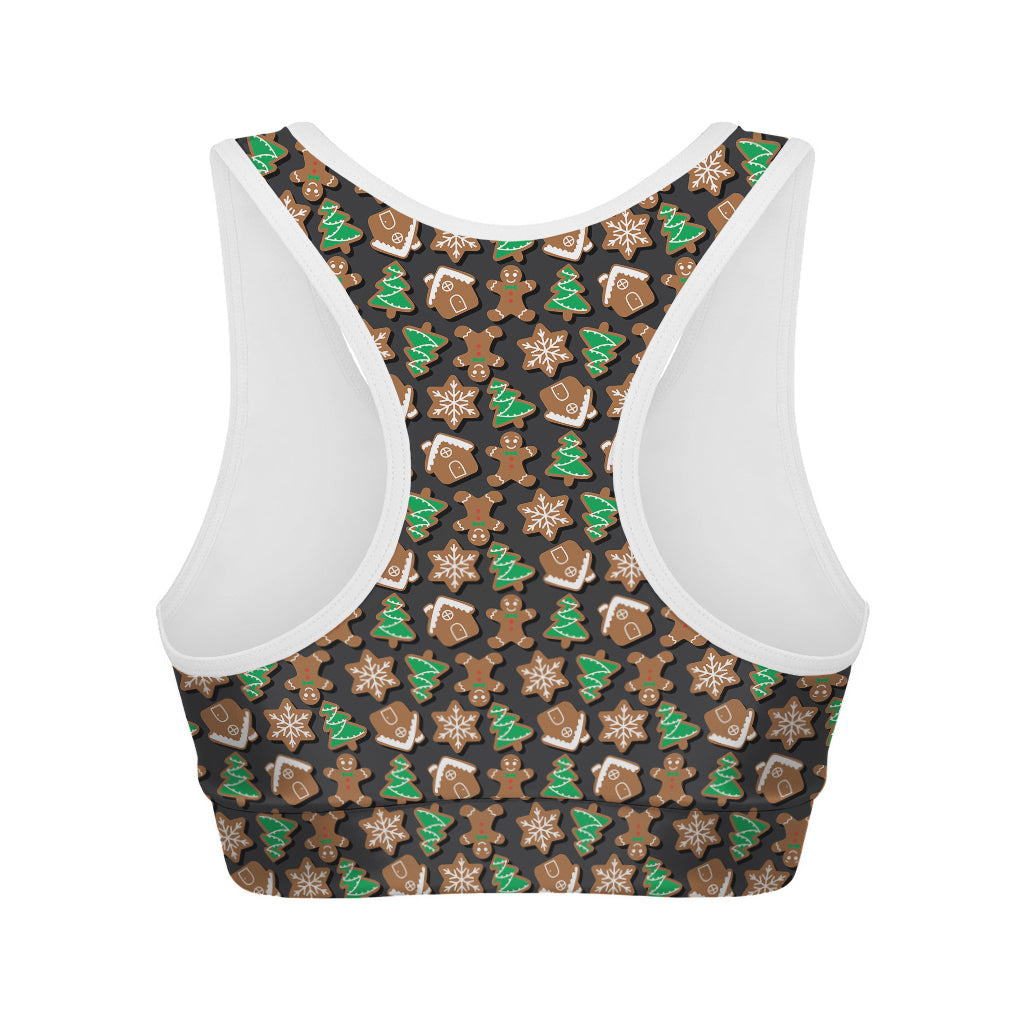 Cute Gingerbread Pattern Print Women's Sports Bra