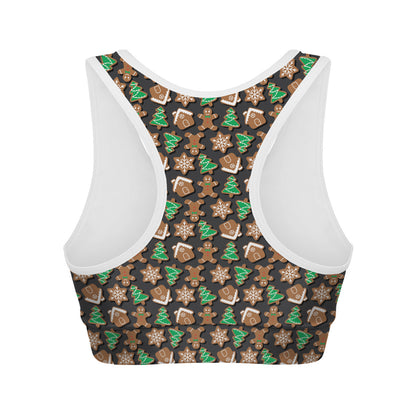 Cute Gingerbread Pattern Print Women's Sports Bra