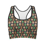 Cute Gingerbread Pattern Print Women's Sports Bra