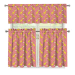 Cute Giraffe Pattern Print 3 Piece Kitchen Curtains