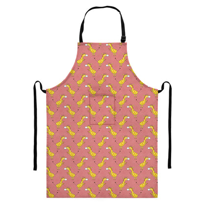 Cute Giraffe Pattern Print Bib Apron With Pocket