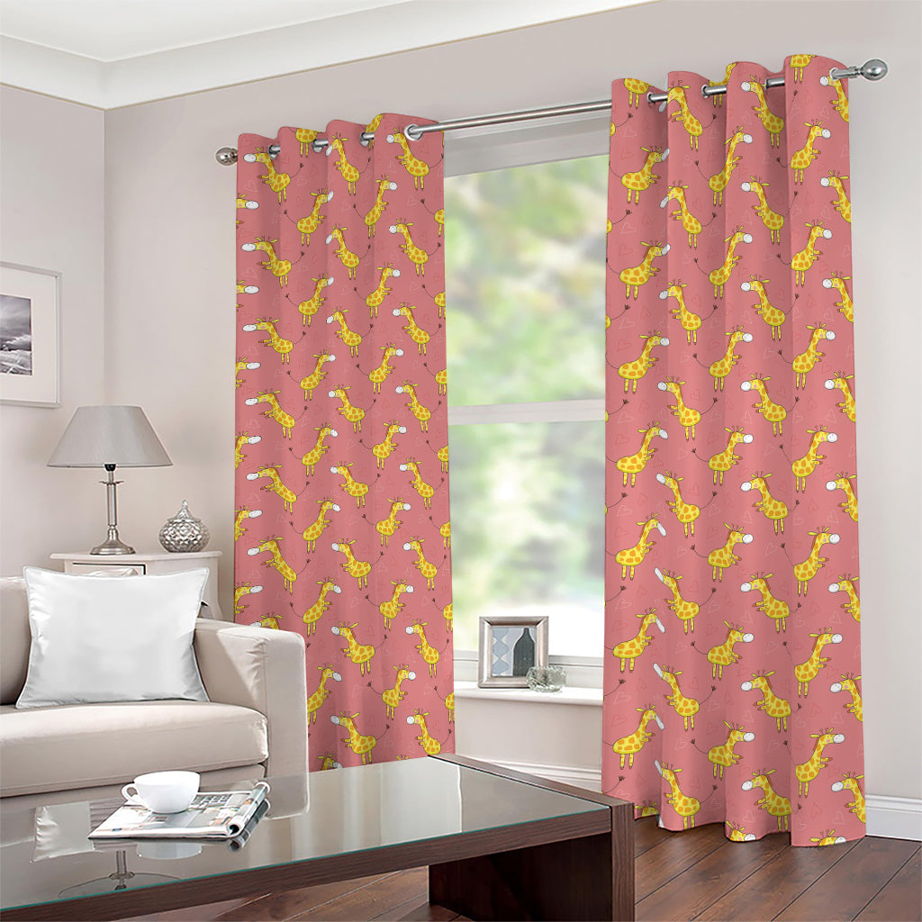 Cute Giraffe Pattern Print Blackout Grommet Curtains