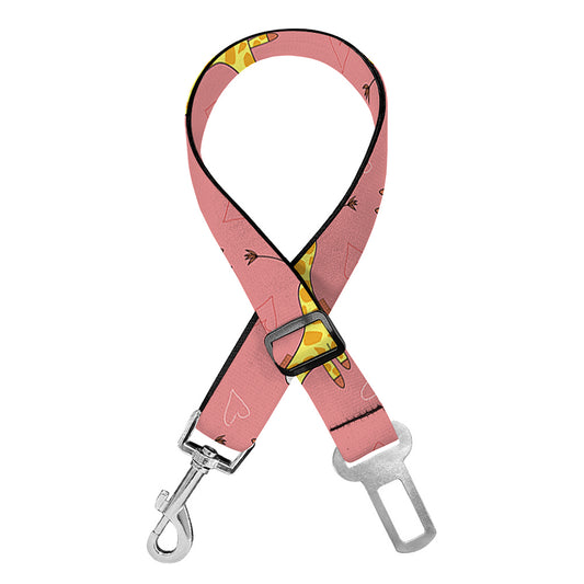 Cute Giraffe Pattern Print Dog Seat Belt