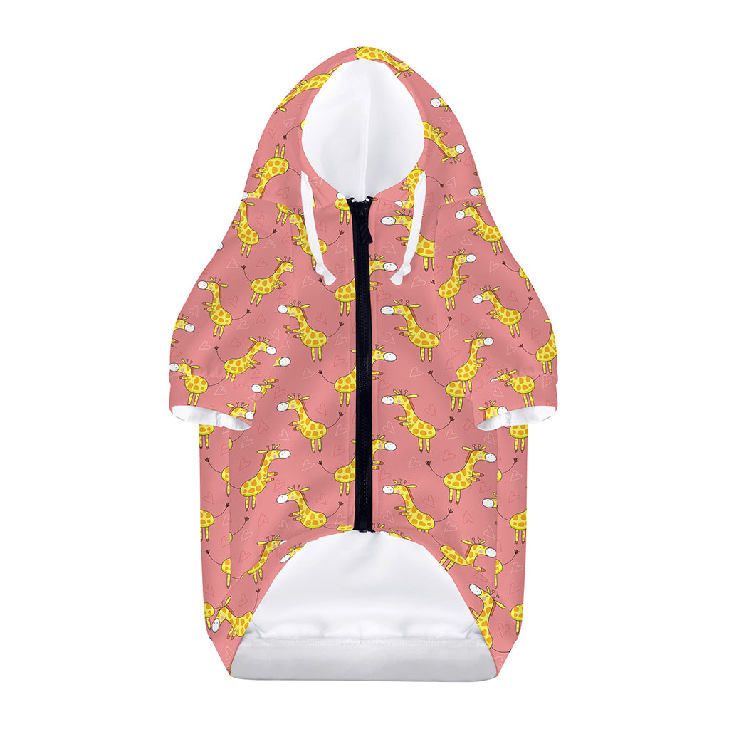 Cute Giraffe Pattern Print Dog Zip Up Hoodie