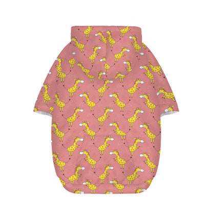 Cute Giraffe Pattern Print Dog Zip Up Hoodie