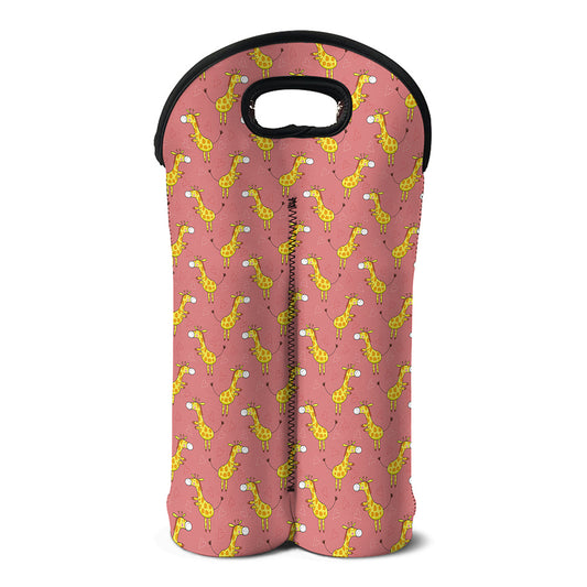 Cute Giraffe Pattern Print Double Neoprene Wine Tote