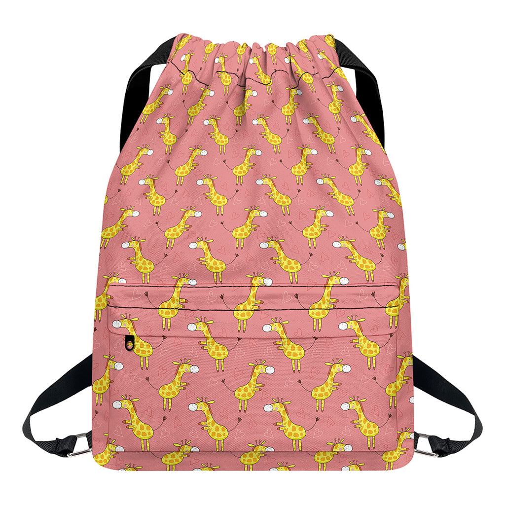 Cute Giraffe Pattern Print Drawstring Backpack