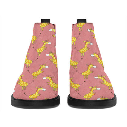 Cute Giraffe Pattern Print Flat Ankle Boots